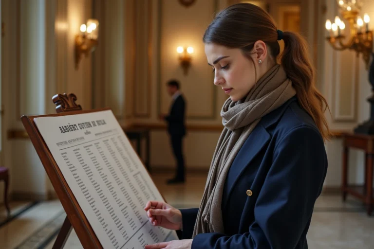 Femme élégante dans le hall du théâtre Palais Royal