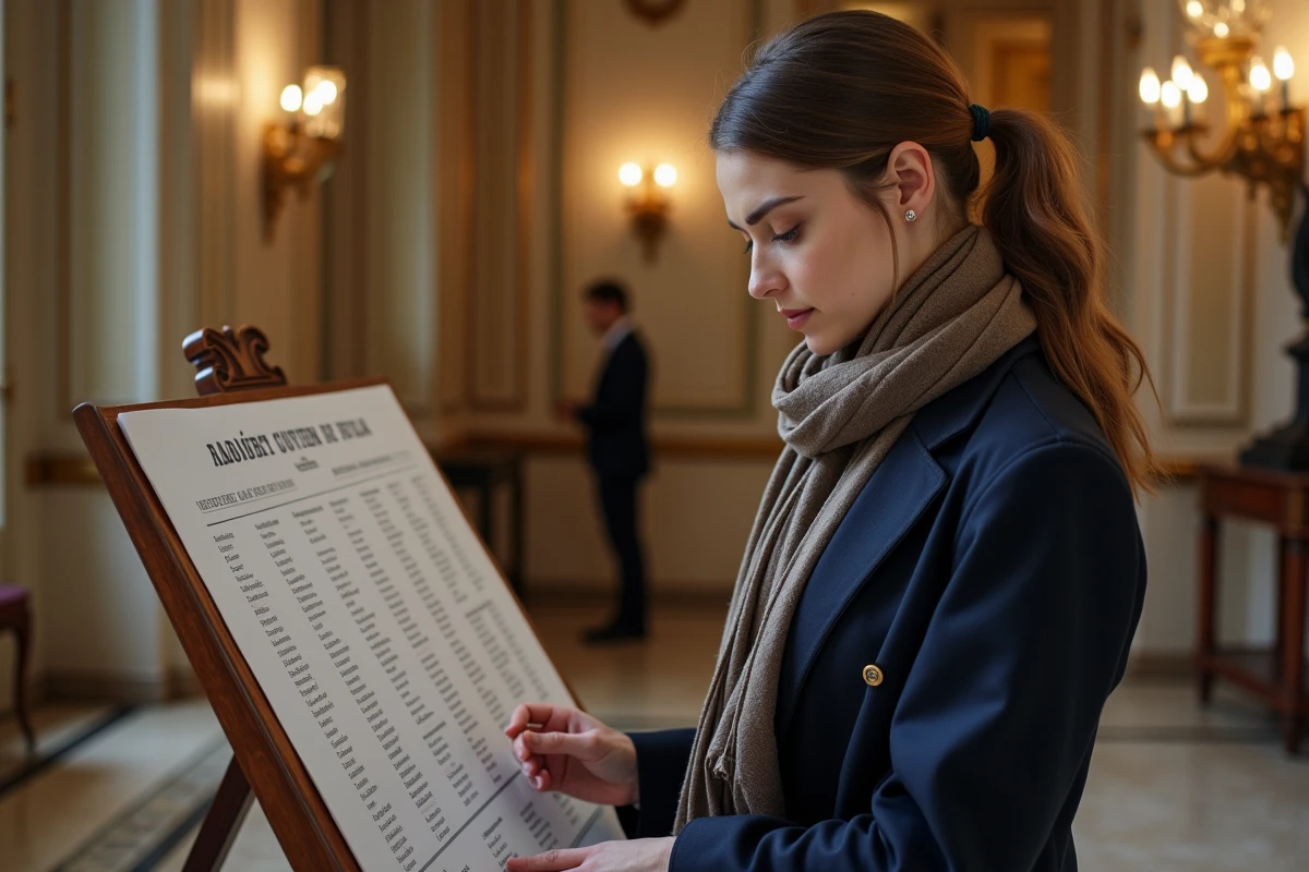 Femme élégante dans le hall du théâtre Palais Royal