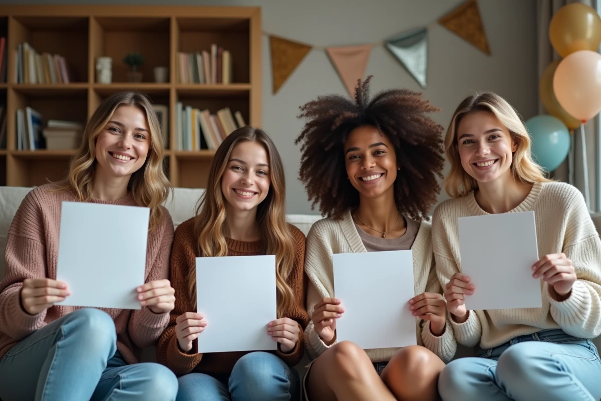 Portrait de femmes avec jeux de société à la maison